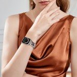 V.R.HOPE Resin Watch Band Compatible with Apple Watch Band for Women 38mm 40mm 41mm Tortoise Metal Buckle Wristband Bracelet Strap for iWatch Series 10 9 8 7 6 5 4 3 2 1 SE (Black Floral)
