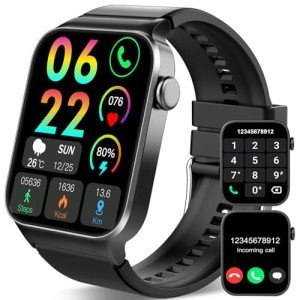 STECEi Smart Watch for Men Women Bluetooth Call, 1.85" HD Screen Smartwatch with Heart Rate/Sleep Monitor, 110+ Sport Modes Activity Trackers IP68 Waterproof, Fitness Watch for Android iOS, Black