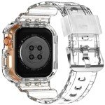 XYF Compatible for Crystal Clear Apple Watch Bands, 45mm 44mm 42mm Bumper Case for Men Women Jelly Sport Cover Strap for iWatch Ultra 2/1 Series 10 9 8 7 SE 6 5 4 3 2 1 (CrystalClear, 42/44/45)