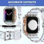 XYF Compatible for Crystal Clear Apple Watch Bands, 45mm 44mm 42mm Bumper Case for Men Women Jelly Sport Cover Strap for iWatch Ultra 2/1 Series 10 9 8 7 SE 6 5 4 3 2 1 (CrystalClear, 42/44/45)
