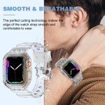 XYF Compatible for Crystal Clear Apple Watch Bands, 45mm 44mm 42mm Bumper Case for Men Women Jelly Sport Cover Strap for iWatch Ultra 2/1 Series 10 9 8 7 SE 6 5 4 3 2 1 (CrystalClear, 42/44/45)
