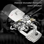 Fowllei mirren Diamond Wrist Watch for Men, Mechanical Automatic Watch Waterproof Wrist Watch for Women Analog Watch Thousand Diamond Luxury Fashion Gift Tonneau Diamond Watch (Silver)