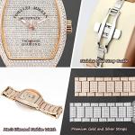 Fowllei mirren Diamond Wrist Watch for Men, Mechanical Automatic Watch Waterproof Wrist Watch for Women Analog Watch Thousand Diamond Luxury Fashion Gift Tonneau Diamond Watch (Silver)