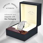 Fowllei mirren Diamond Wrist Watch for Men, Mechanical Automatic Watch Waterproof Wrist Watch for Women Analog Watch Thousand Diamond Luxury Fashion Gift Tonneau Diamond Watch (Silver)