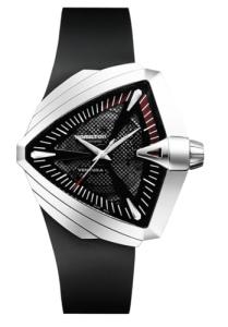 Hamilton Watch Ventura XXL Auto | Swiss Made | 45.5mm x 46mm Stainless Steel Case | Black Dial Analog Watch | Black Rubber Strap (Model: H24655331)
