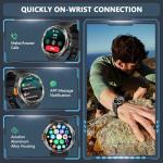 Military Smart Watch for Men, 100 Days Battery/Led Flashlight/Compass/2 Straps/IP68 Waterproof Smart Watches for Men, Tactical Smart Watch Outdoor, Answer/Make Calls Fitness Tracker for iPhone/Android