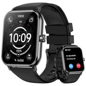 QONBINK Smart Watch for Men Women (Answer/Make Call) 1.85" HD Touch Screen Fitness Tracker, 120+ Sport Modes, 24/7 Heart Rate/Sleep Monitor/Pedometer/Calories, Fitness Watch for Android/iOS (Black)
