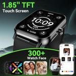 QONBINK Smart Watch for Men Women (Answer/Make Call) 1.85" HD Touch Screen Fitness Tracker, 120+ Sport Modes, 24/7 Heart Rate/Sleep Monitor/Pedometer/Calories, Fitness Watch for Android/iOS (Black)