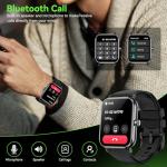 QONBINK Smart Watch for Men Women (Answer/Make Call) 1.85" HD Touch Screen Fitness Tracker, 120+ Sport Modes, 24/7 Heart Rate/Sleep Monitor/Pedometer/Calories, Fitness Watch for Android/iOS (Black)
