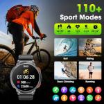Haulvean Military Smart Watches for Men, 1.85" HD Large Screen Smart Watch, Flashlight/730mAh/110+ Sports Modes Fitness Tracker Watch, Waterproof Mens Smart Watch for Android Phones iPhone Compatible