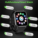 QONBINK Smart Watch for Men Women (Answer/Make Call) 1.85" HD Touch Screen Fitness Tracker, 120+ Sport Modes, 24/7 Heart Rate/Sleep Monitor/Pedometer/Calories, Fitness Watch for Android/iOS (Black)
