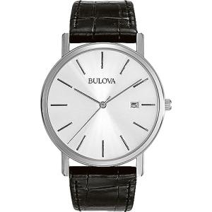 Bulova Men's Classic 3-Hand Calendar Date Quartz Leather Strap Watch, Buckle, 37mm Style: 96B104
