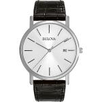 Bulova Men's Classic 3-Hand Calendar Date Quartz Leather Strap Watch, Buckle, 37mm Style: 96B104
