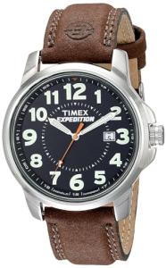 Timex Men's T44921 Expedition Metal Field Brown Leather Strap Watch