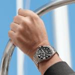 MIDO Ocean Star 200C Titanium - Swiss Automatic Diving Watch for Men - 42.5mm Stainless Steel Case - Rotating Ceramic Bezel - Black Wave-Design Dial with Day,Date Calendar - Stainless Steel Bracelet - M0424304405100