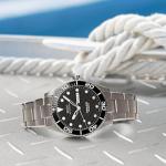 MIDO Ocean Star 200C Titanium - Swiss Automatic Diving Watch for Men - 42.5mm Stainless Steel Case - Rotating Ceramic Bezel - Black Wave-Design Dial with Day,Date Calendar - Stainless Steel Bracelet - M0424304405100