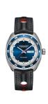 Hamilton Watch American Classic Pan Europ Day Date Auto | Swiss Made | 42mm Stainless Steel Case | Blue Dial Analog Watch | Black Leather Strap (Model: H35405741)