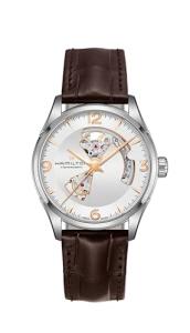 Hamilton Watch Jazzmaster Open Heart Swiss Automatic Watch 42mm Case, Silver Dial, Brown Leather Strap (Model: H32705551)