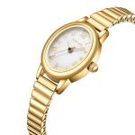 VAVC Small Gold Watches for Women,Analog Womens Watch with Stainless Steel Expansion Band,Oval Case Roman Dial,Water Resistant（5.91in-6.7in）