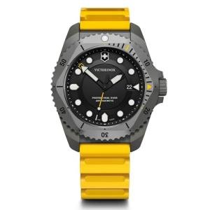 Victorinox Dive Pro Quartz Black Dial Yellow Rubber Strap Watch 43mm - 241992