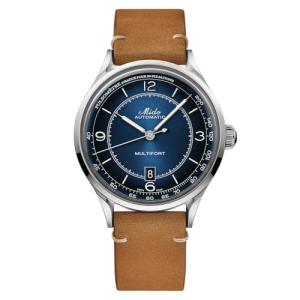 MIDO Multifort Patrimony - Swiss Automatic Watch for Men - Blue Dial - Case 40mm Stainless Steel - Tan Leather Strap- M0404071604000