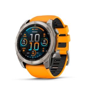 Garmin fēnix® 8 – 51 mm, AMOLED, Sapphire, Premium Multisport GPS Smartwatch, Long-Lasting Battery Life, Dive-Rated, Built-in LED Flashlight, Titanium with Spark Orange/Graphite Band