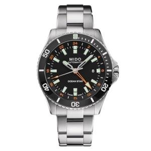MIDO Ocean Star GMT - Swiss Automatic Watch for Men - 44mm Stainless Steel Case with Black Ceramic Rotating Bezel - Black Dial - Stainless Steel Bracelet - M0266291105101