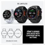 Garmin fēnix® 8 – 51 mm, AMOLED, Sapphire, Premium Multisport GPS Smartwatch, Long-Lasting Battery Life, Dive-Rated, Built-in LED Flashlight, Titanium with Spark Orange/Graphite Band