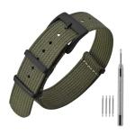 ANNEFIT Nylon Watch Band 22mm, One-Piece Waterproof Military Watch Straps with Heavy Black Buckle (Army Green)