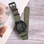 ANNEFIT Nylon Watch Band 22mm, One-Piece Waterproof Military Watch Straps with Heavy Black Buckle (Army Green)