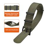 ANNEFIT Nylon Watch Band 22mm, One-Piece Waterproof Military Watch Straps with Heavy Black Buckle (Army Green)