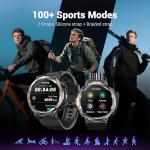 Military Smart Watch for Men(Answer/Make Calls),Outdoor Smartwatch with 100 Days Battery/Flashlight/Compass/Heart Rate/SpO2/Sleep Monitor/2 Straps, Rugged Fitness Watch for iPhone/Android Phones