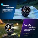 Military Smart Watch for Men(Answer/Make Calls),Outdoor Smartwatch with 100 Days Battery/Flashlight/Compass/Heart Rate/SpO2/Sleep Monitor/2 Straps, Rugged Fitness Watch for iPhone/Android Phones