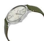 Hamilton Watch Jazzmaster Thinline Auto | Swiss Made | 40mm Stainless Steel Case | White Dial Analog Watch | Green Leather Strap (Model: H38525811)