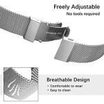 EACHE Stainless Steel Mesh Watch Band 20mm for Men Women Quick Release Adjustable Mesh Watch Straps Silver