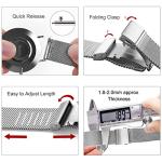 EACHE Stainless Steel Mesh Watch Band 20mm for Men Women Quick Release Adjustable Mesh Watch Straps Silver