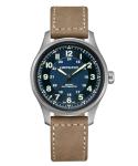 Hamilton Watch Khaki Field Titanium Auto | Swiss Made | 42mm Titanium Case | Blue Dial Analog Watch | Brown Leather Strap (Model: H70545540)