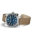 Hamilton Watch Khaki Field Titanium Auto | Swiss Made | 42mm Titanium Case | Blue Dial Analog Watch | Brown Leather Strap (Model: H70545540)