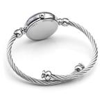 Top Plaza Womens Fashion Silver Tone Analog Quartz Bangle Cuff Bracelet Wrist Watch, Unique Elegant Stainless Steel Wire Band, Arabic Numerals - White