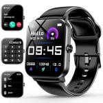 Smart Watch, 1.85" Smartwatch for Men Women (Answer/Make Call), Heart Rate, Sleep Monitor, Pedometer, Spo2, Activity Tracker, IP68 Waterproof Fitness Watch for Android iOS (Black)