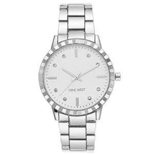 Nine West Women's NW/2283SVSV Crystal Accented Silver-Tone Bracelet Watch
