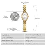 BERNY Gold Watches for Women Dainty Ladies Quartz Watch Vintage Copper Mirrors Shape Japanese Quartz Movement 3ATM Waterproof Fashion Female Wrist Watch Luxury Birthday Gifts-White Dial