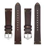 BISONSTRAP Men's Watch Bands, Hand-Stitched Leather Watch Straps, Quick Release, 22mm, Coffee Brown with Silver Buckle