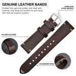 BISONSTRAP Men's Watch Bands, Hand-Stitched Leather Watch Straps, Quick Release, 22mm, Coffee Brown with Silver Buckle