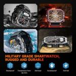 OUKITEL Smart Watch for Men, Military Watches 2.02” HD Touchscreen Answer/Make Calls, Waterproof Fitness Tracker with Heart Rate/Blood Oxygen/Sleep Monitor/100+ Sports Modes, for Android & iOS
