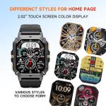 OUKITEL Smart Watch for Men, Military Watches 2.02” HD Touchscreen Answer/Make Calls, Waterproof Fitness Tracker with Heart Rate/Blood Oxygen/Sleep Monitor/100+ Sports Modes, for Android & iOS