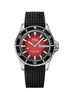 MIDO Ocean Star Tribute Gradient - Swiss Automatic Watch for Men - Red Dial - 40.5mm Stainless Steel Case - Black Rubber Strap - M0268301742100