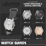 Alpine Sporty Nylon Watch Band | Waterproof Quick Release Watch Bands | Black Lightweight & Adjustable Watch Straps for Men |20mm Replacement Watch Band Compatible with Regular & Smart Watches