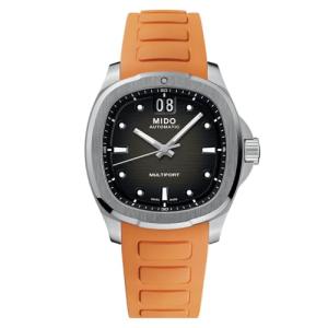 MIDO Multifort TV Big Date - Swiss Automatic Watch for Men - 40mm Case - Grey Dial - Orange Rubber Strap M0495261708100