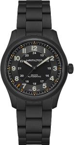 Hamilton Khaki Field Auto | Swiss Made | Titanium Case | Black Dial Analog Watch | Black PVD Bracelet (Model: H70215130)